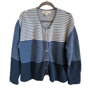 Portraits by Northern Isles Woman SZ L Cotton Blend Cardigan Sweater Chunky VTG